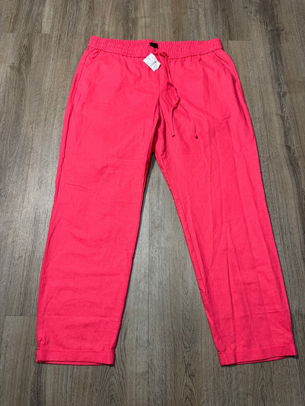 J.Crew Women's Hot Pink Linen Blend Straight Leg Pants
